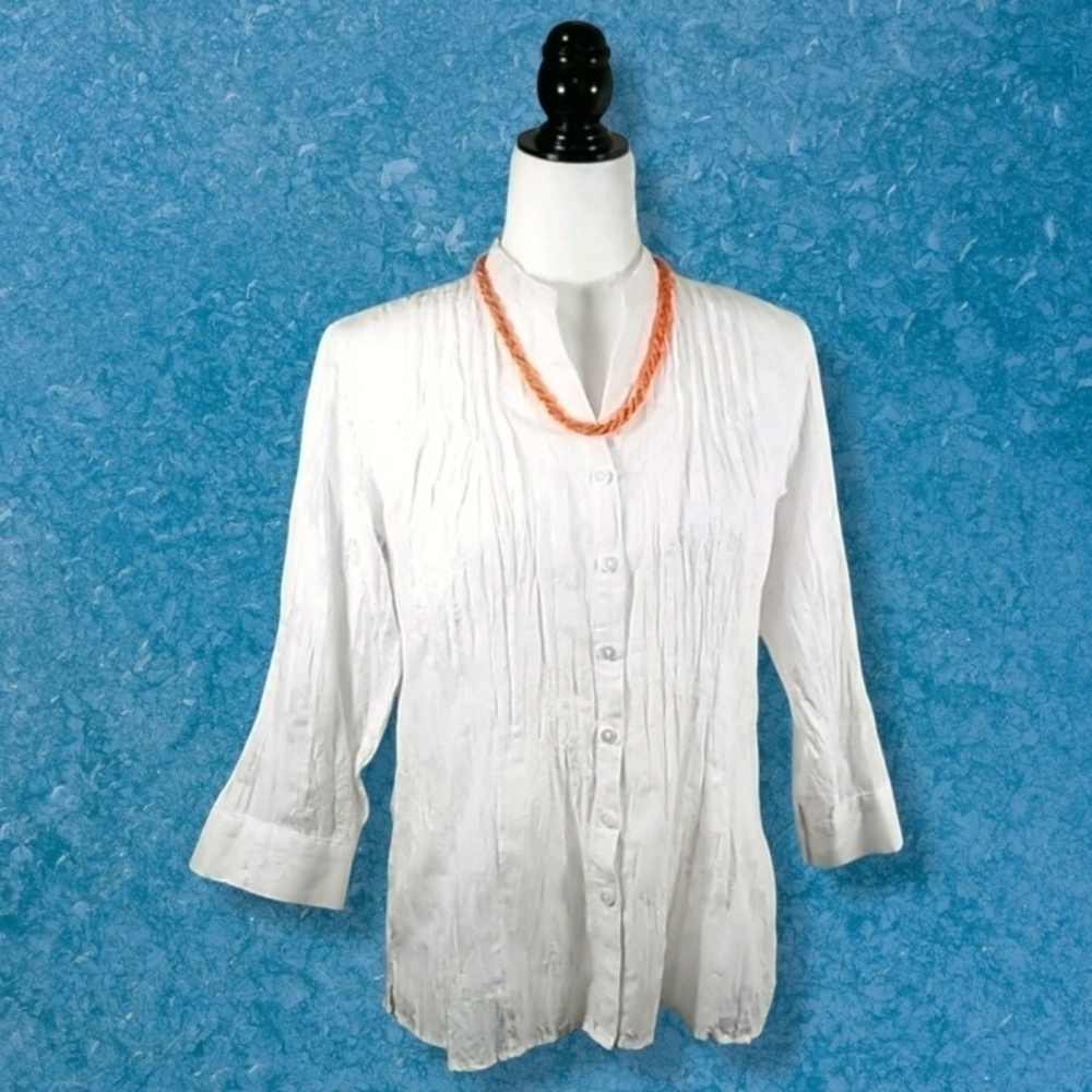 Northern Reflections Women's Embroidered Ruffled Blouse Size S White